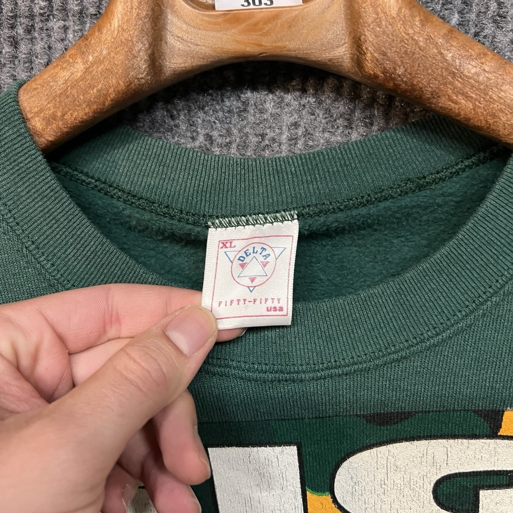 Vintage Green Bay Packers Crewneck Sweatshirt Mens XL Green Long Sleeve 90s - Picture 6 of 8